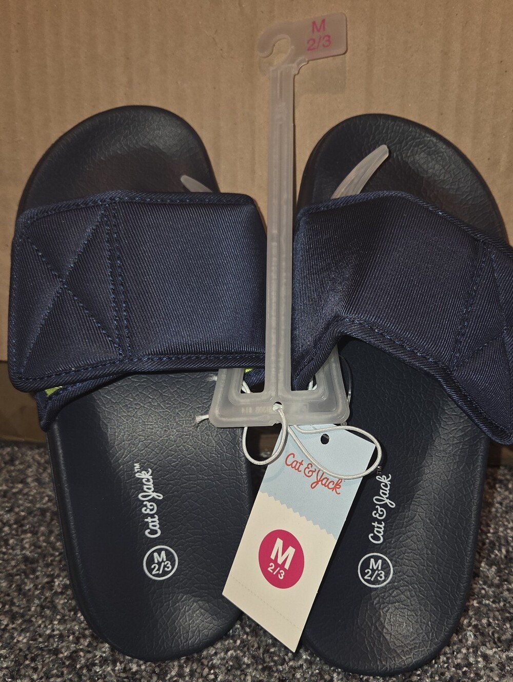 Kids navy open-toe slip-on sandals